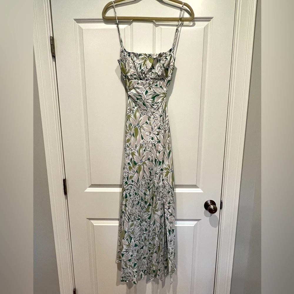 NWT light pink and green floral midi dress size AU12 US L